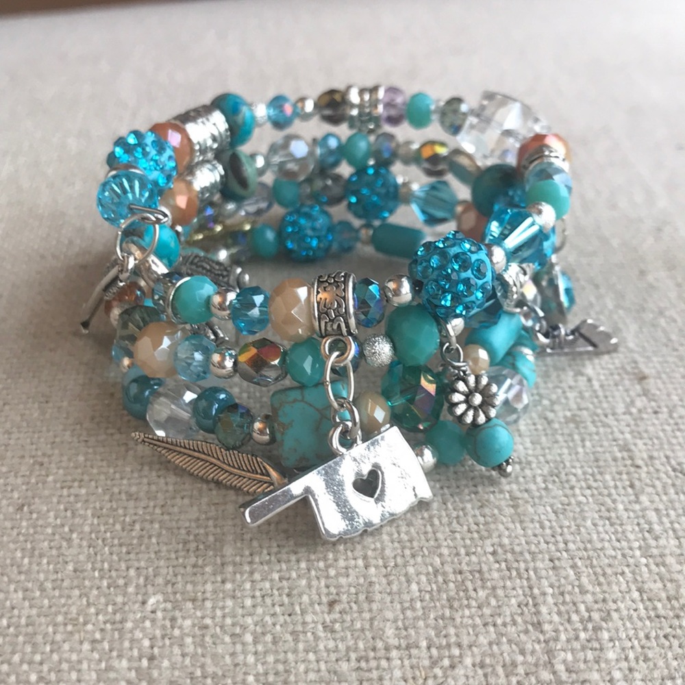 🌪Oklahoma Memory Wire Charm Bracelet🤠